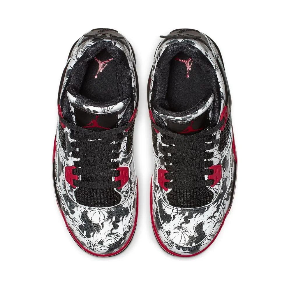 Jordan 4 Retro Tattoo 2018 (GS) Black/Fire Red-Black-White (BV7451-006)
