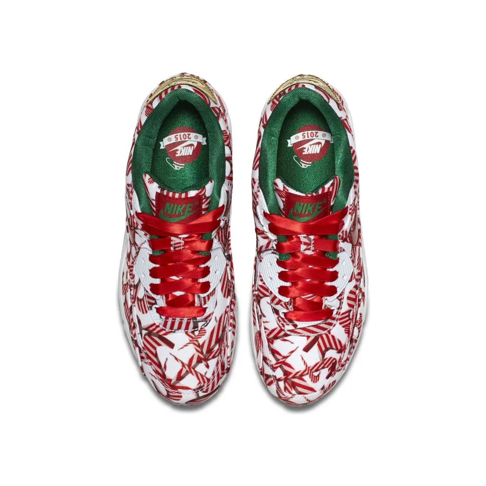 Nike Air Max 90 Candy Cane Christmas 2015 (W) White/University Red-Metallic Gold (813150-101)