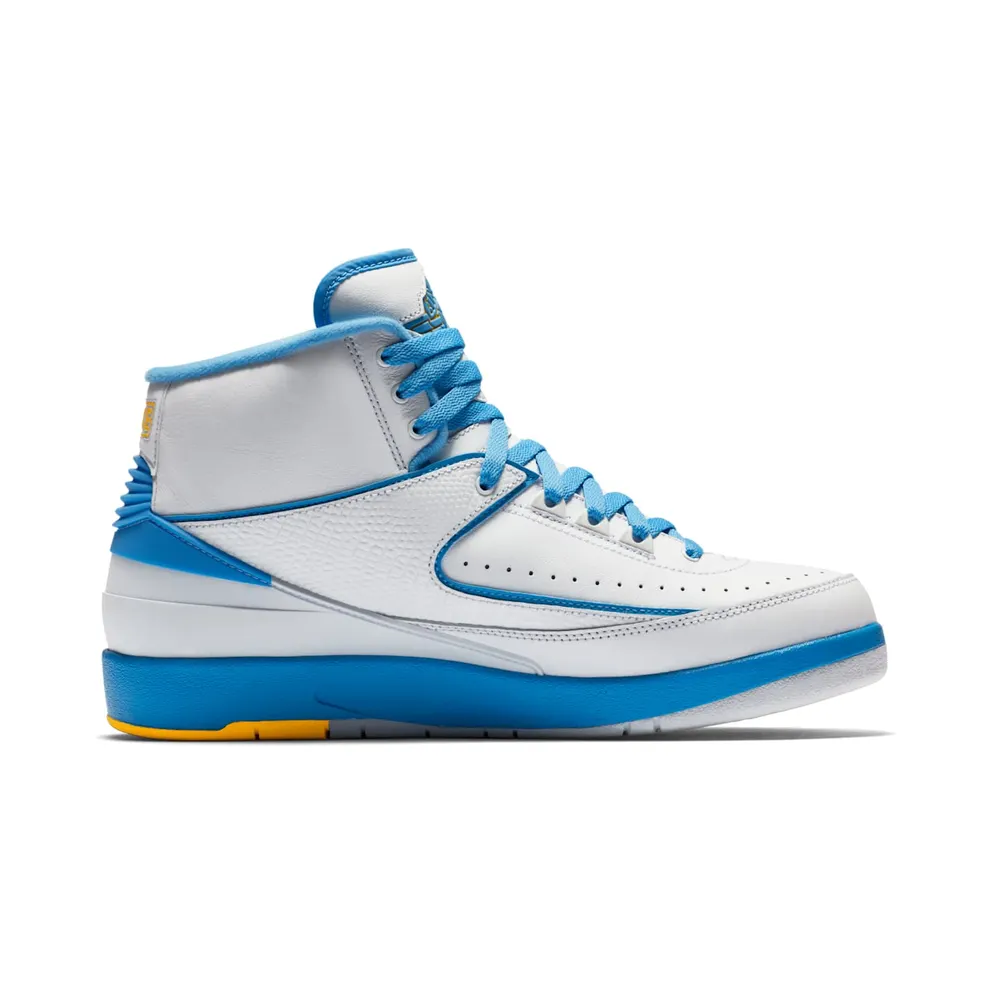 Jordan 2 Retro Melo (2018) White/University Blue-Varsity Maize (385475-122)
