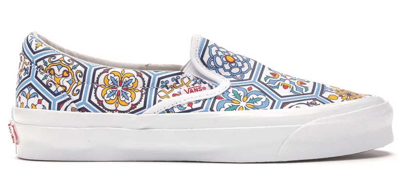 Vans KITH x Classic Slip-On ‘Blue Moroccan Pattern’ True White (VN0A45JK2CM)