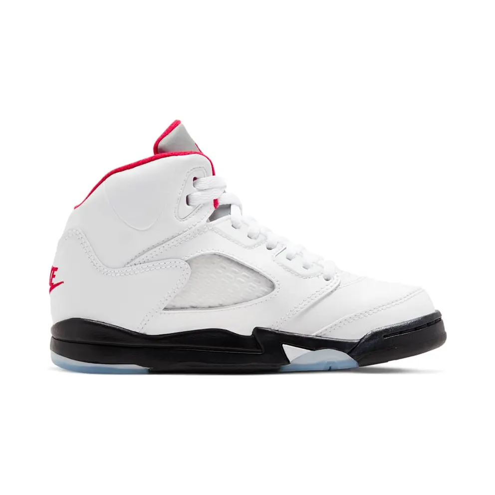 Jordan 5 Retro Fire Red Silver Tongue 2020 (PS) White/Black-Metallic Silver-Fire Red (440889-102)