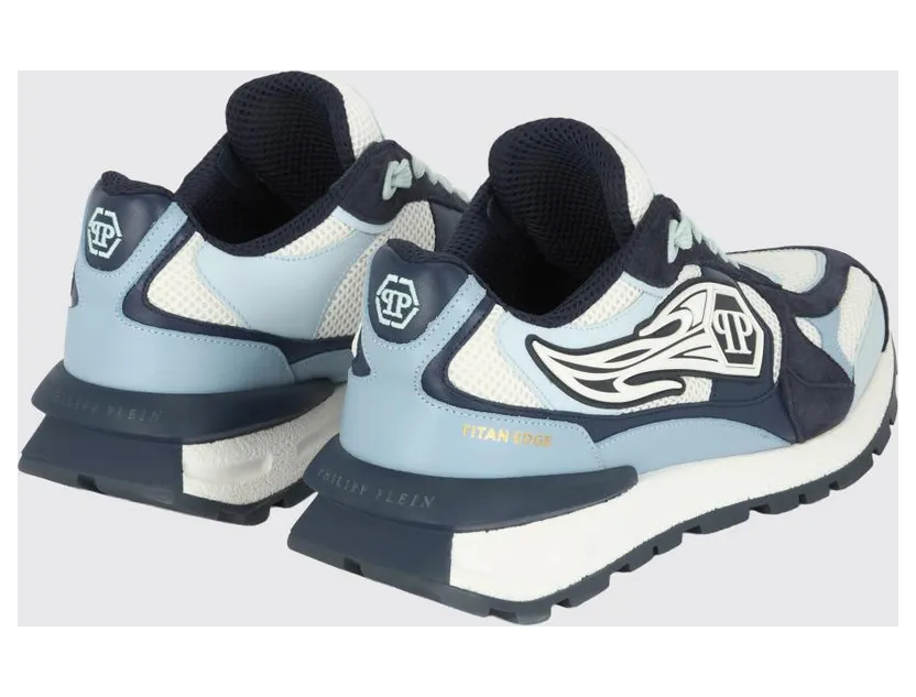 Philipp plein Leather and Mesh Sneakers Turquoise (SAFSMSC4074PLE022N07) (2)