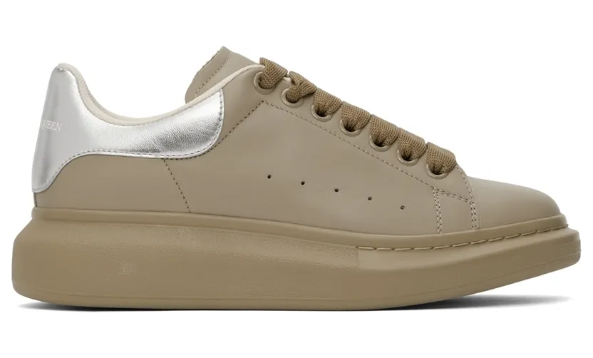 Alexander McQueen Beige & Silver Oversized Sneakers (634671WIAG5)