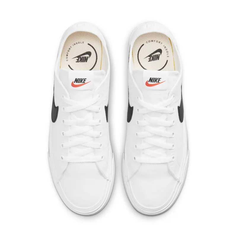 Nike Court Legacy Canvas White Black Swoosh (CW6539-101)