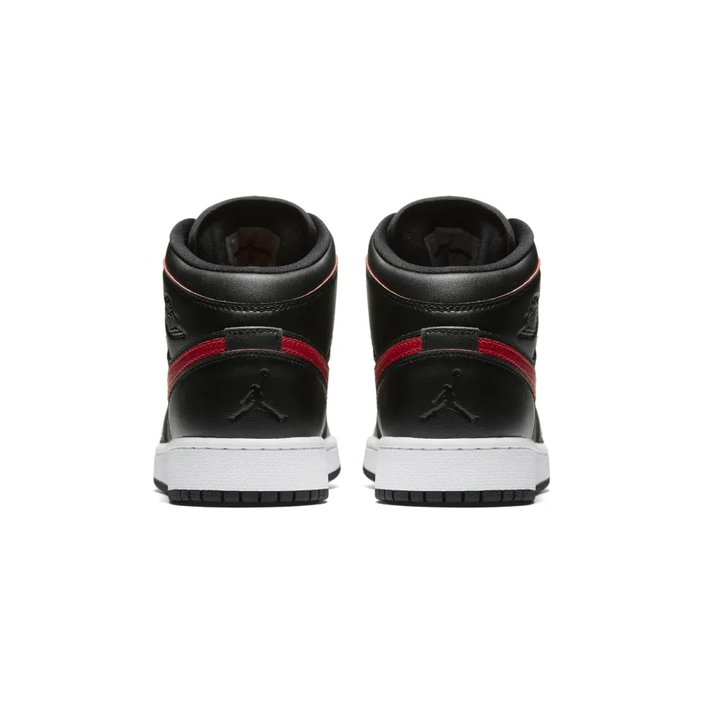 Jordan 1 Retro Mid Black Gym Red (GS) Black/Gym Red-Gym Red-White (554725-009)