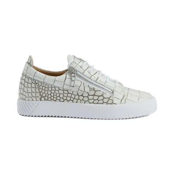 Giuseppe Zanotti Frankie sneakers met krokodillen-reliëf en rits – Beige (RU50029H04)