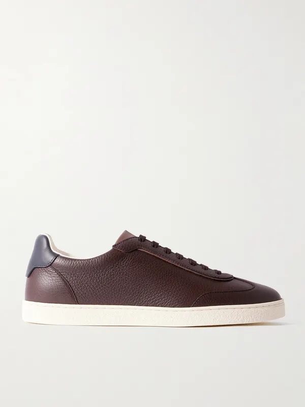 Brunello Cucinelli Coda di Rondine Leather Sneakers Brown (MZUAGOJ336)