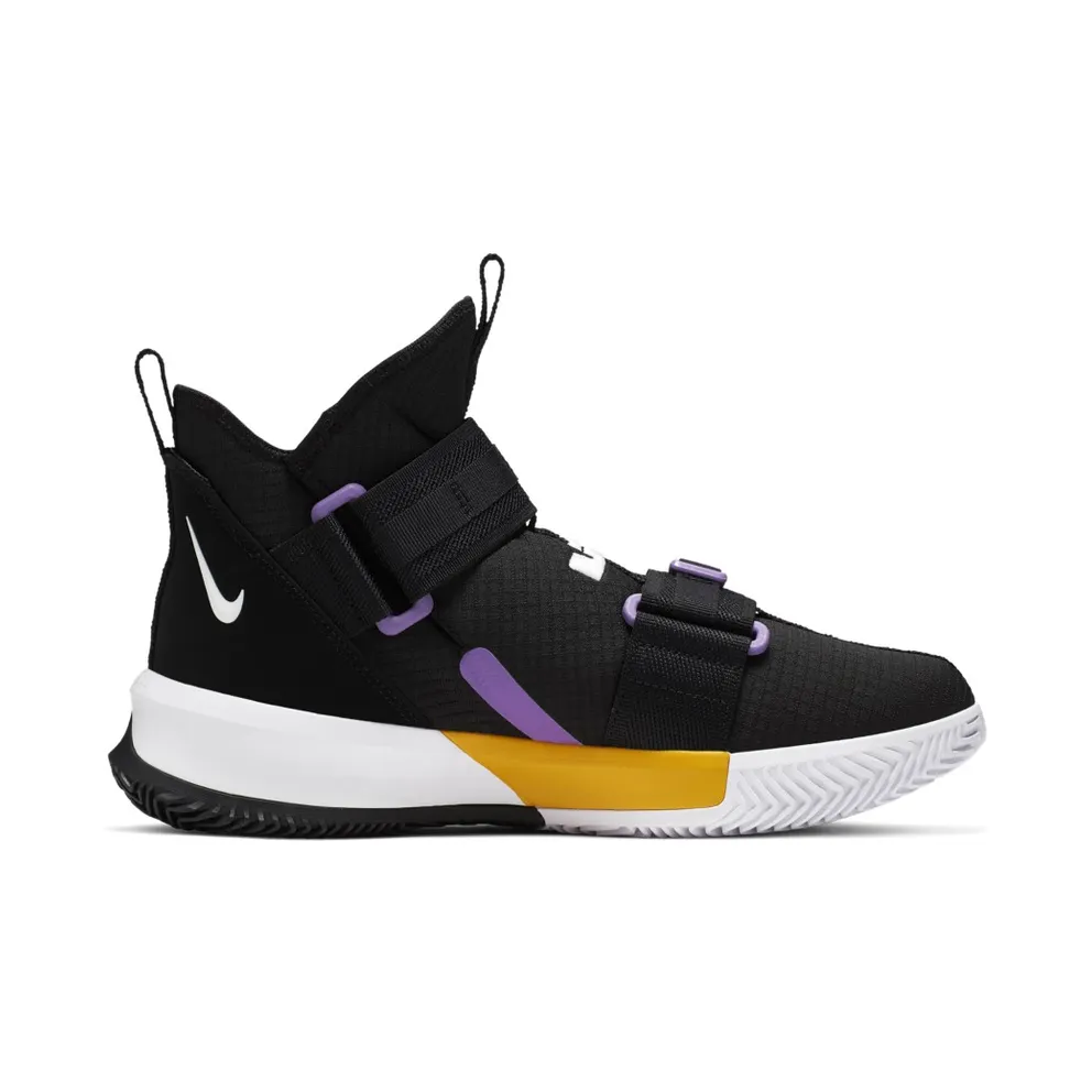 Nike LeBron Soldier 13 Lakers Black/White-University Gold-Bright Violet Style (AR4228-004)