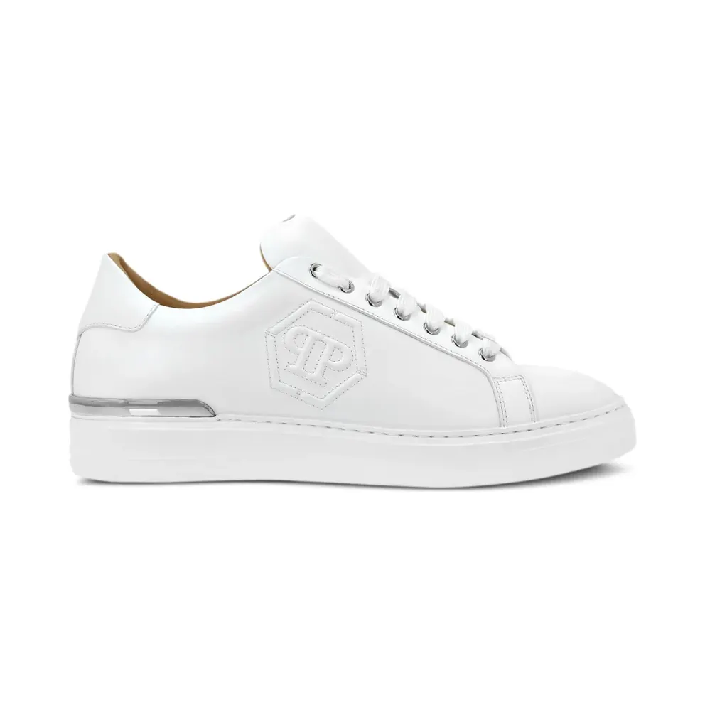 Philipp Plein Hexagon leren with logo-reliëf – White (SAESUSC0692PLE075N)