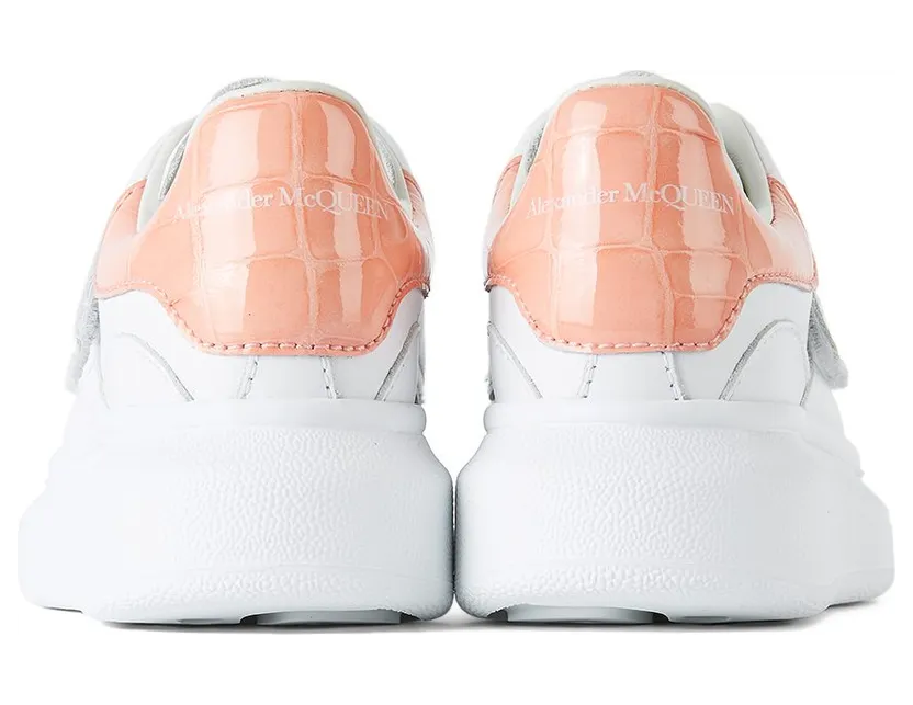 Alexander McQueen Kids White & Pink Croc Tab Velcro Oversized 9414 White/Pastel Pi (587693 WIAH3) (2)