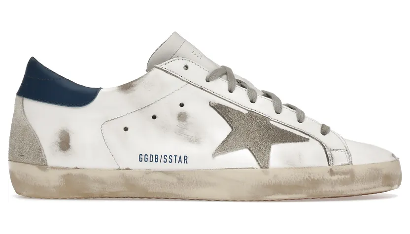 Golden Goose Super-Star White Royal Blue Grey Suede Patch (GMF00102F00218110509)