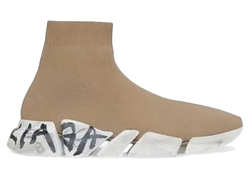 Balenciaga Speed 2.0 Worn-Out Graffiti Dark Beige (617239 W2DD4 2901)