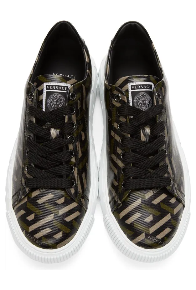 Versace Black & Grey ‘La Greca’ Low-Top Sneakers (DSU8404 1A01726) (5)
