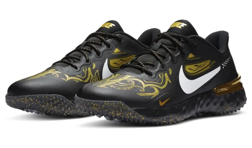 Nike Alpha Huarache Elite 3 Turf Premium Black Metallic Vivid Gold