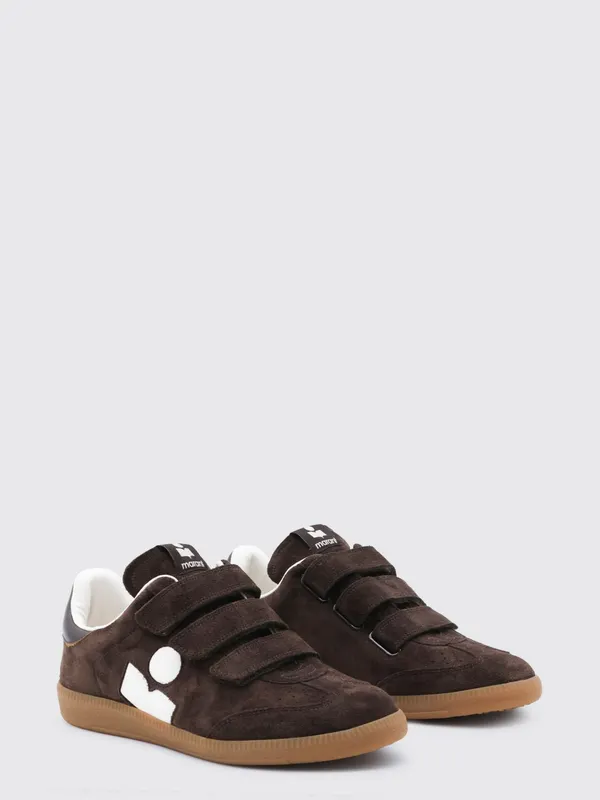 Isabel Marant Beth Suede Low-Top Sneakers with Velcro Strap Closure Cocoa (25PBK0013FAC1E09SCLMW)