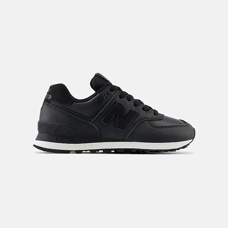 New Balance 574 Black Leather White Midsole (WL574IB2)
