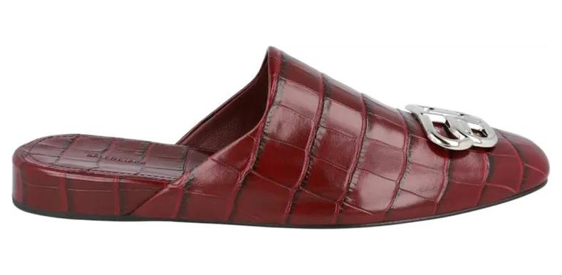 Balenciaga Croc Embossed Leather Cosy BB Mule Dark Red (601218W-A9D6-6081)