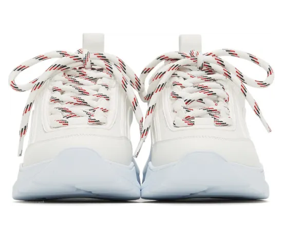 MSGM White and Red Logo College Back Patch Sneakers (2842MDS211 130) (2)