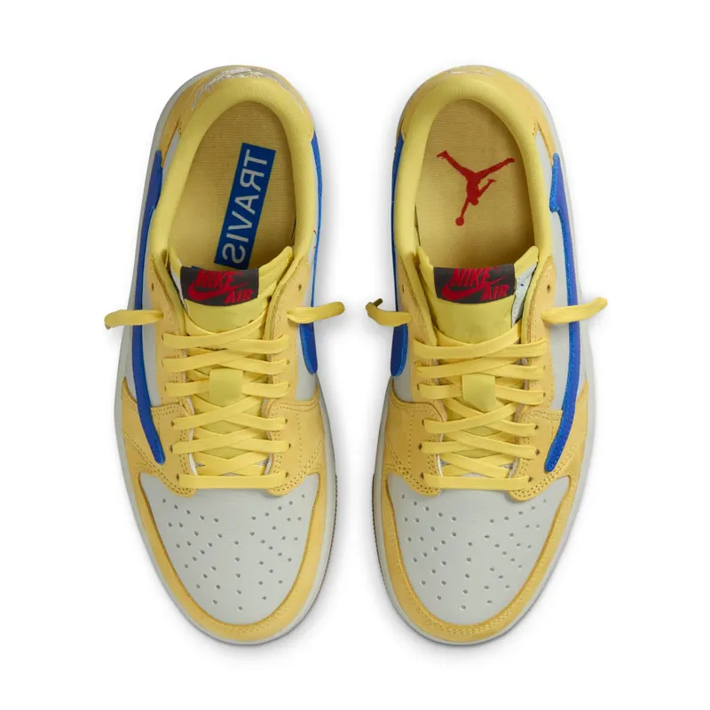 Jordan x Travis Scott Air Jordan 1 Low “Canary/Racer Blue/Light Silver/Gum Medium Brown” (DZ4137-700)