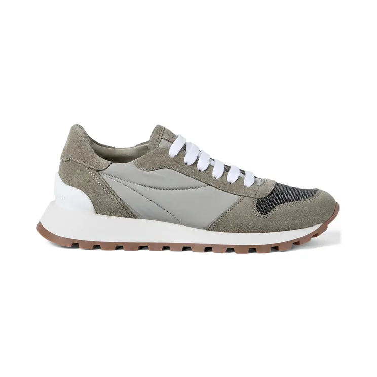 Brunello Cucinelli Techno Fabric Runners with Precious Toe “Green” (MZ47G1960 C7550)