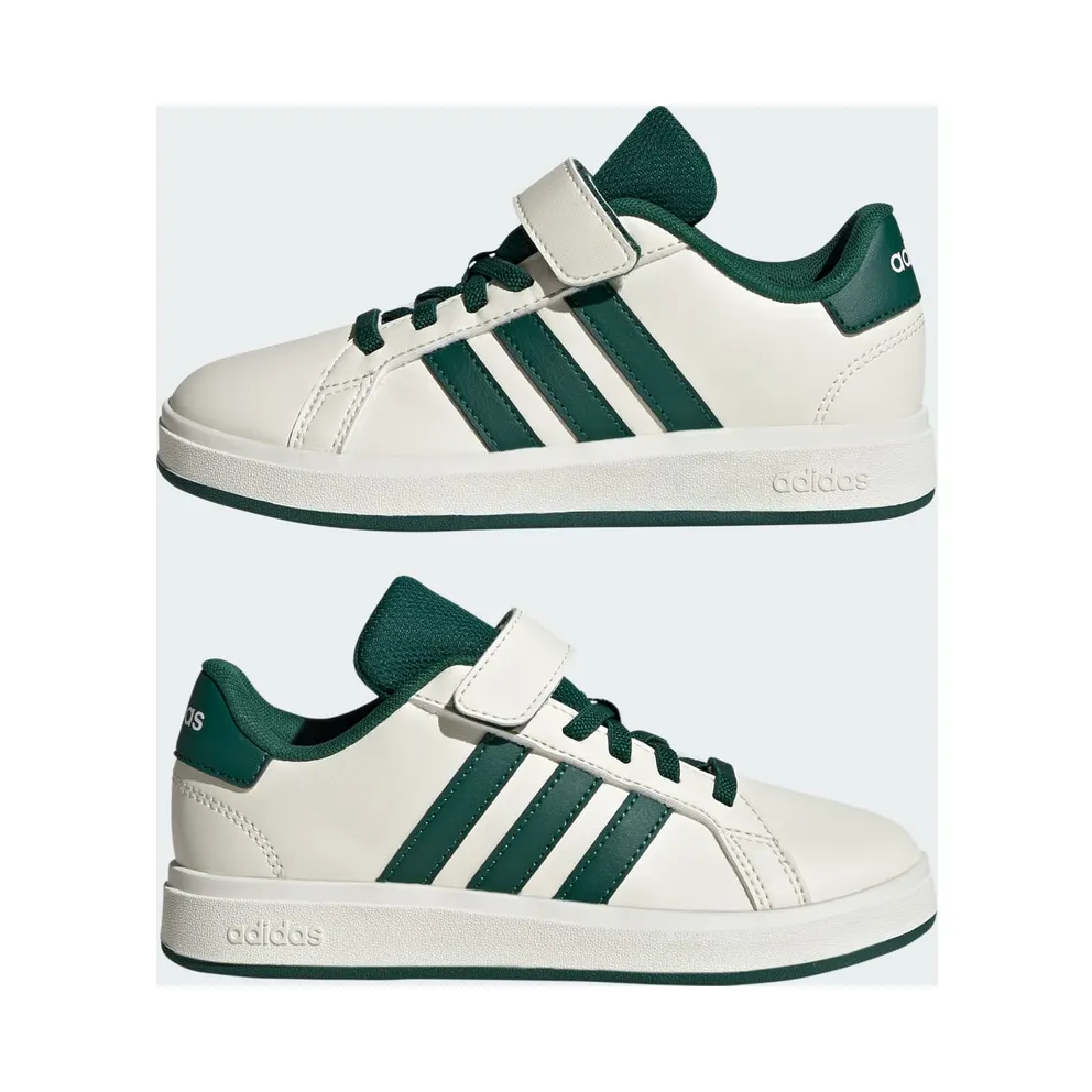 Adidas Grand Court 2.0 Kids Off White / Collegiate Green / Core Black (JQ8004)