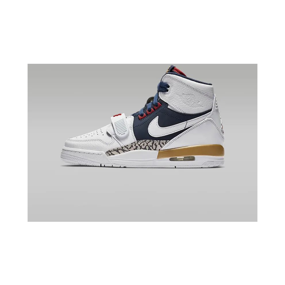 Jordan Legacy 312 Olympic (GS) White/White-Midnight Navy-Varsity Red-Metallic Gold (AT4040-101)