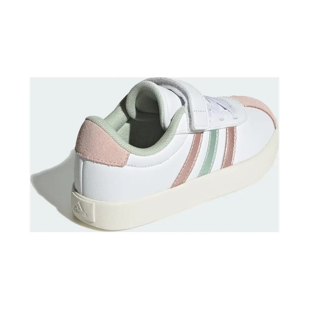 Adidas VL Court 3.0 Skateboard Shoes Kids Cloud White / Linen Green Met. / Sandy Pink Met. (IH4952)