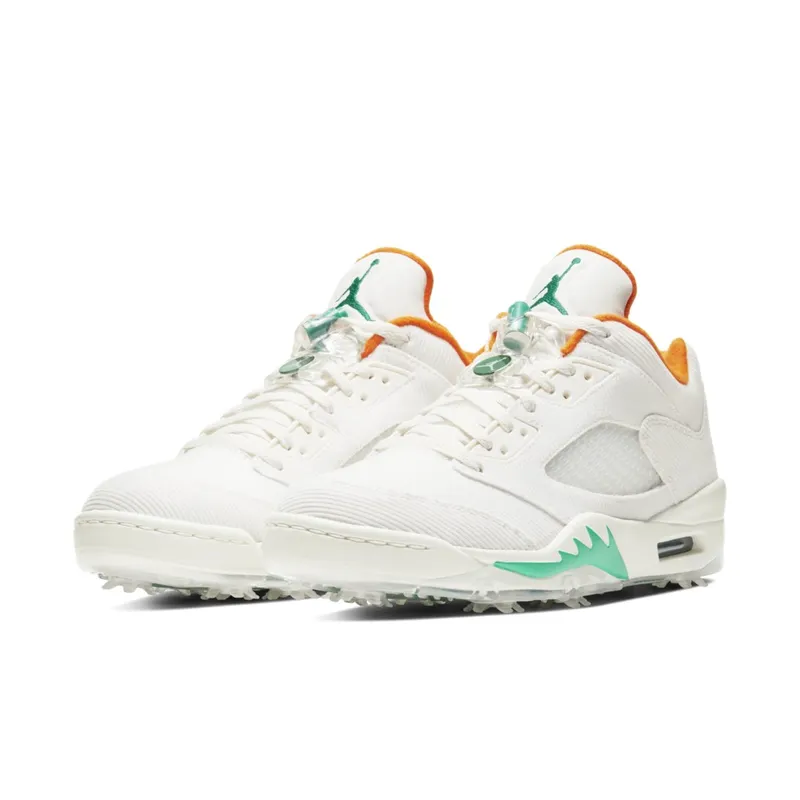 Jordan 5 Retro Low Golf Lucky and Good Sail/Starfish-Neptune Green-Obsidian (CW4204-100)