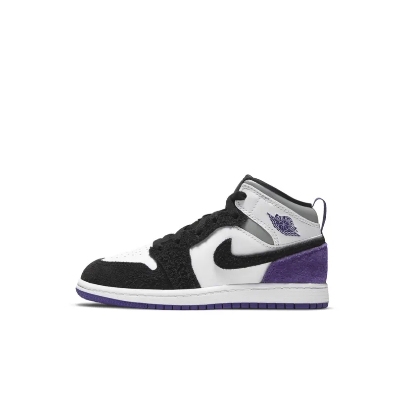 Jordan 1 Mid SE Purple (PS) White/Black-Light Solar Flare Heather-Varsity Purple (BQ6932-105)