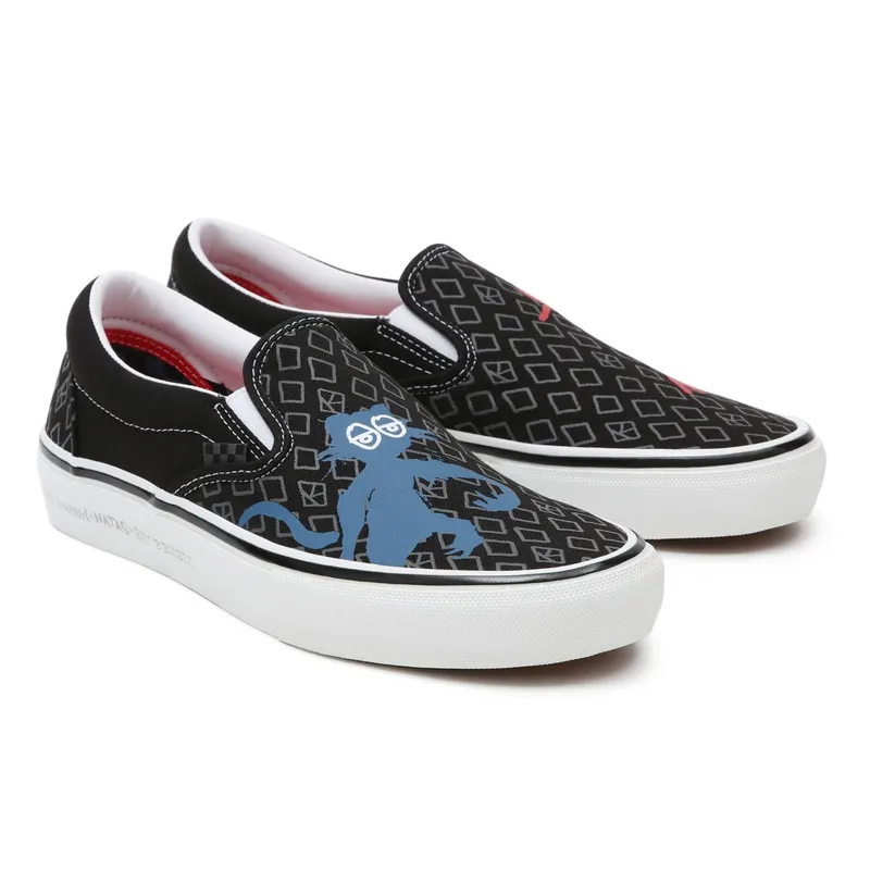 VANS Krooked By Natas For Ray Skate Slip-on Shoes Black (VN0A5FCAAPM)