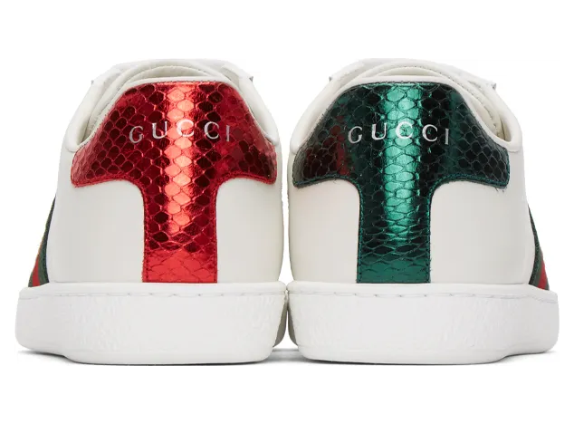 Gucci White Embroidered Bee Ace Sneakers (431942 02JP0) (4)