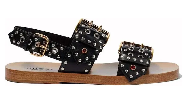 Gucci Studded Embellished Leather Sandals Black (725816 06F00 1000)