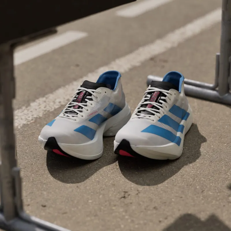 Adidas ADIZERO ADIOS PRO 4 Running Shoes Off White / Light Blue / Bright Red (KH7343)