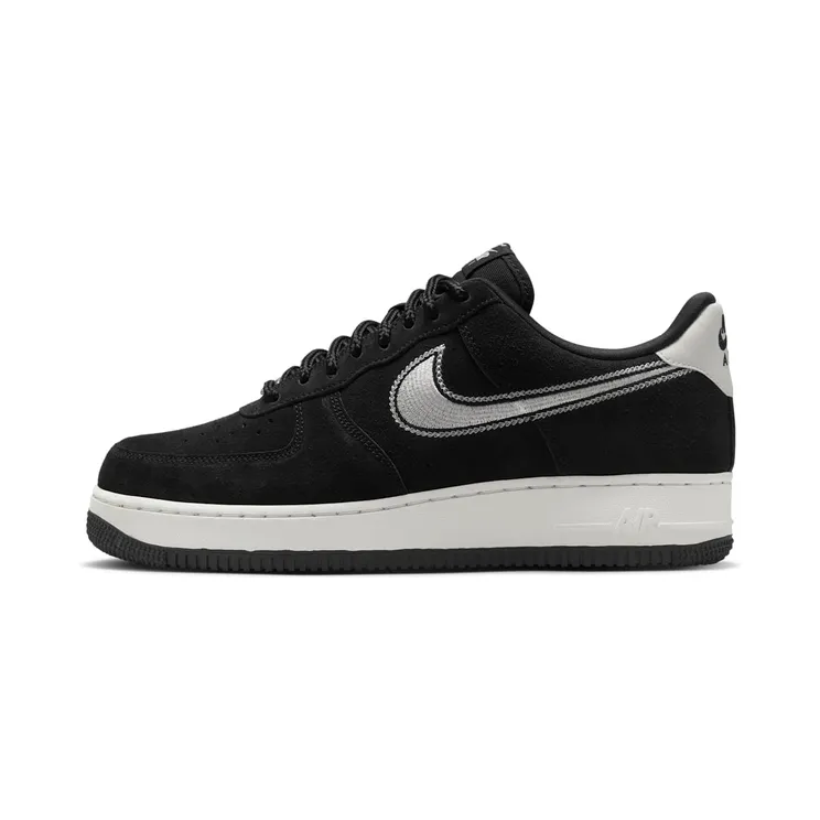 Nike Air Force 1 Low ’07 LV8 Black Sail Embroidered Swoosh (HJ4465-001)