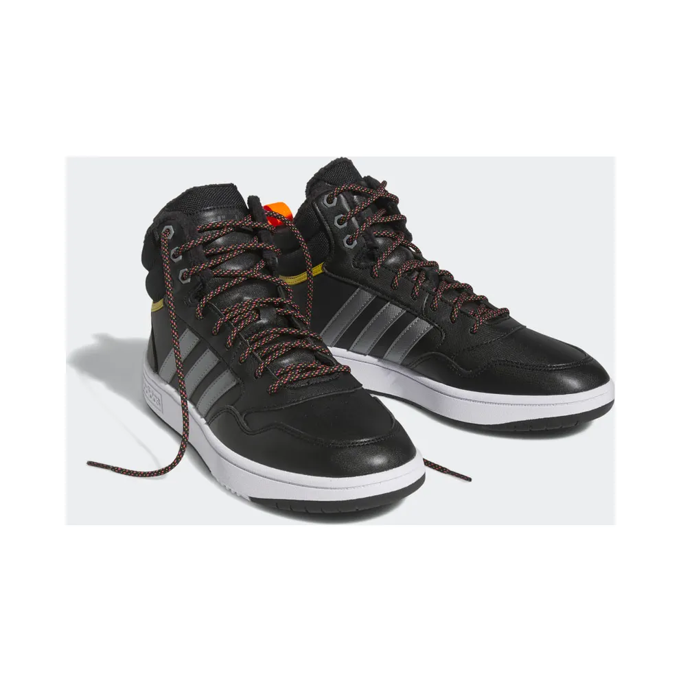 adidas Hoops 3.0 Mid Lifestyle Basketball Classic Winter Shoes Core Black / Iron Metallic / Pulse Olive (HR1440)