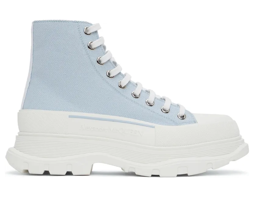 Alexander McQueen Blue & White Tread Slick High Sneakers (604254W4SX14530)