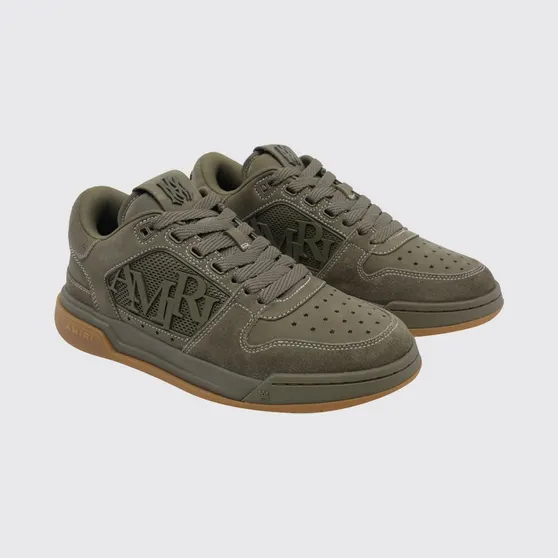 Amiri Ma Quad Suede and Nubuck Sneakers with Perforated Toe Green (AMSNSN1092THYME)
