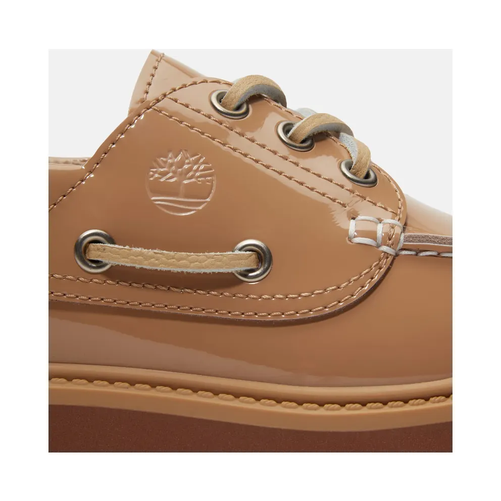 Timberland Stone Street Platform Boat Shoe Beige Patent Leather (TB0A2GVF-AKJ)