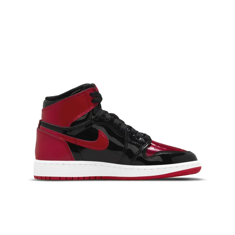 Jordan 1 Retro High OG Patent Bred (GS) – “Black / White / Varsity Red” (575441-063)