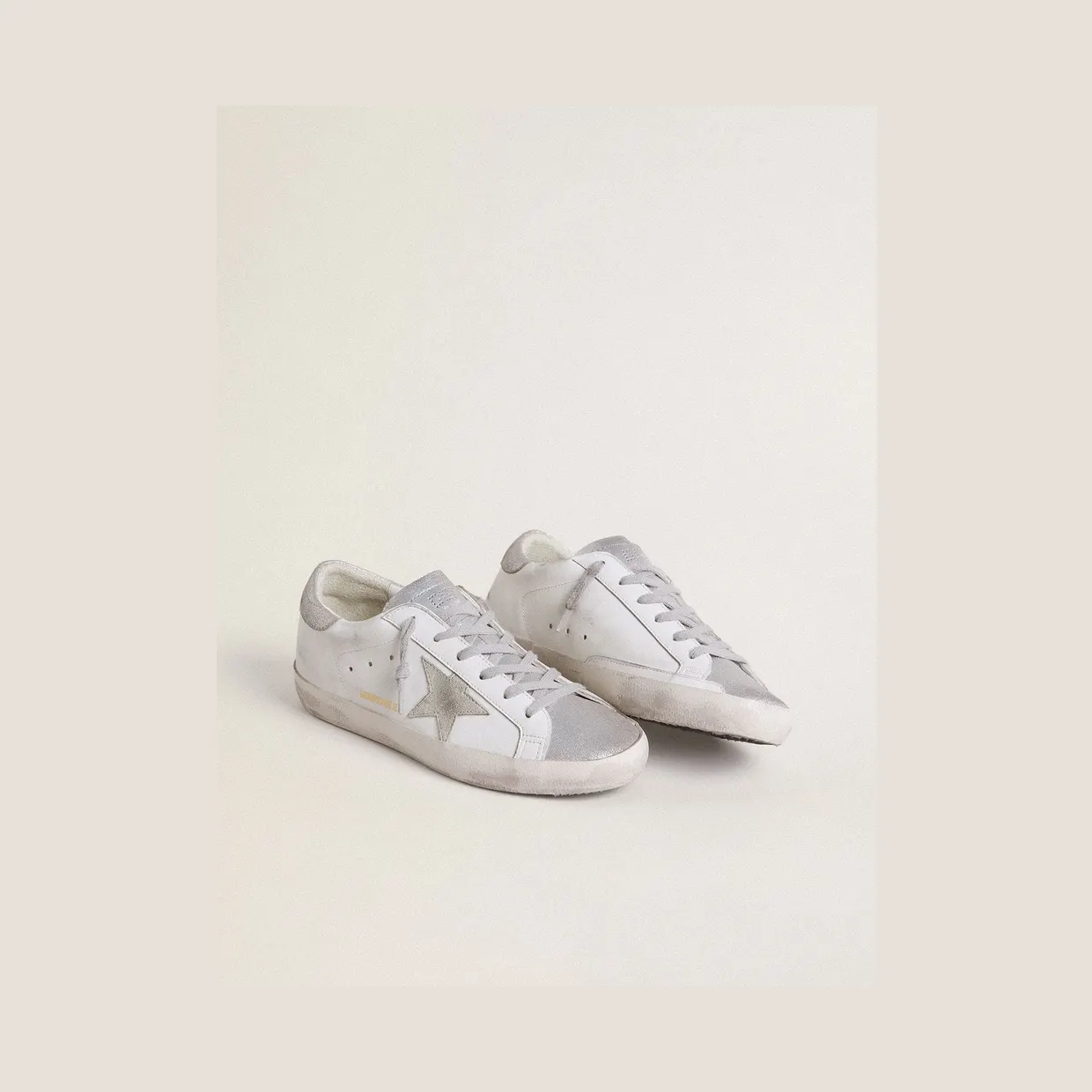 Golden Goose Women’S Super-Star With Gray Suede Star And Silver Glitter Inserts (GWF00101.F003523.11267) (2)