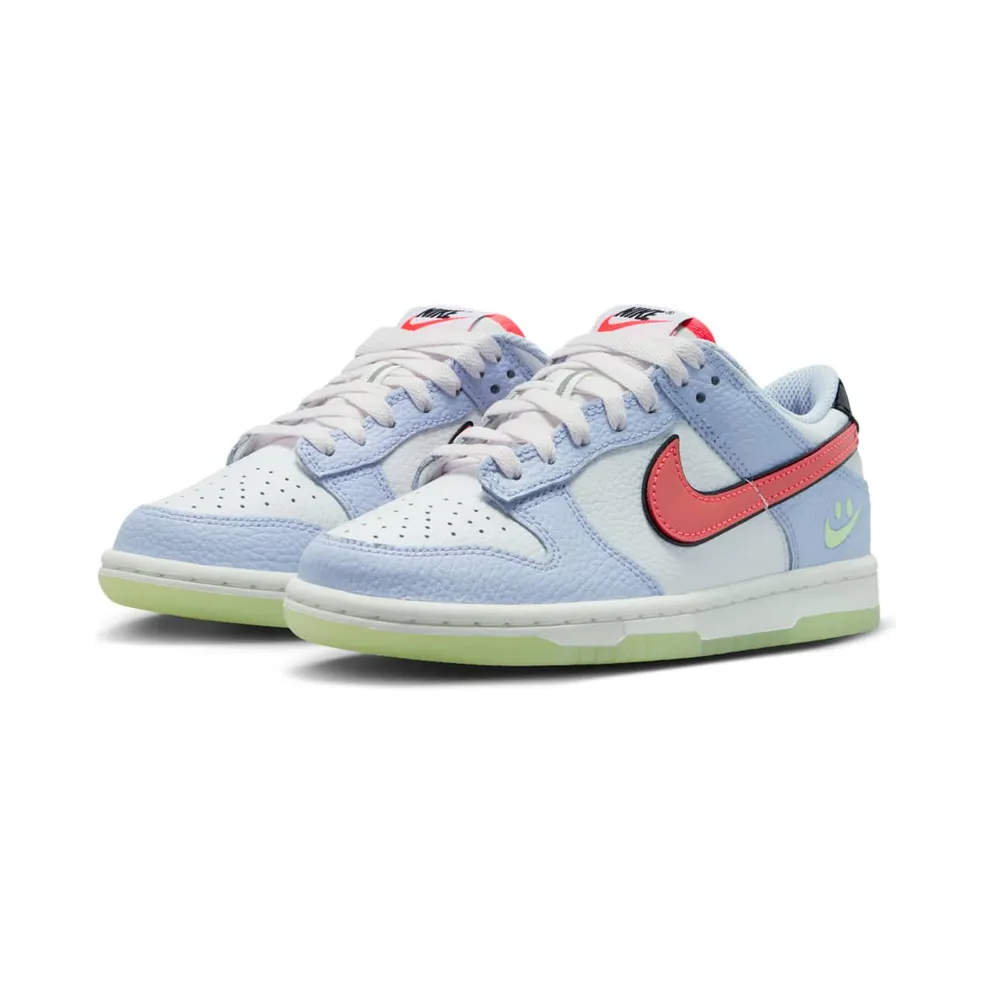 Nike Dunk Low Smiley Swoosh White Hydrogen Blue Crimson (IR0614-100)
