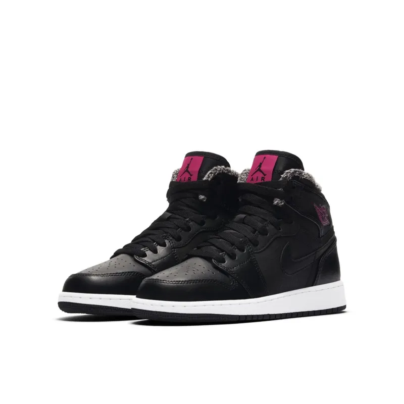 Jordan 1 Retro High Fleece Black Pink (GS) Black/Deadly Pink-White (332148-014)