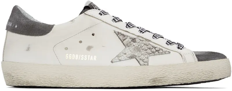 Golden Goose White & Grey Super-Star Sneakers (GMF00101.F002045.10772)