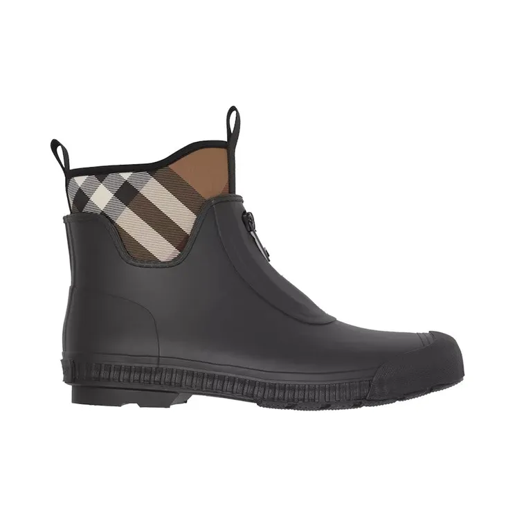 Burberry Flinton Rain Boots Black Brown Rubber (8053675)
