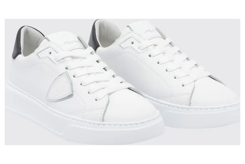 Philippe Model Temple Smooth Calfskin Low-Top Sneakers with Bicolor Design White 1 (BTLDV010)