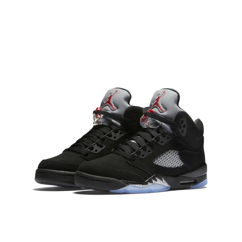 Jordan 5 Retro Black Metallic 2016 (GS) Black/Fire Red-Metallic Silver-White (845036-003)