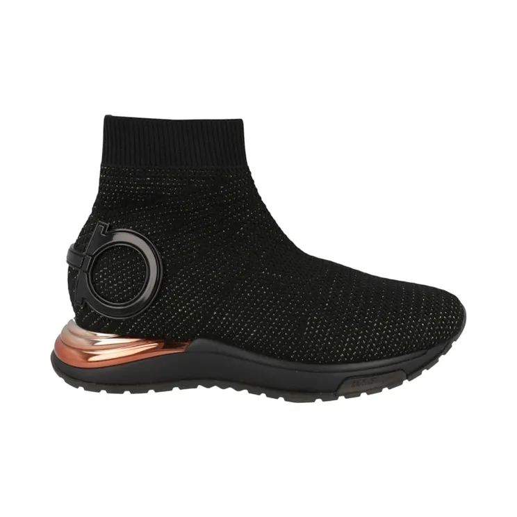 Ferragamo Gardena Ankle Sock Sneakers Black Gold (035222-756164-1C)