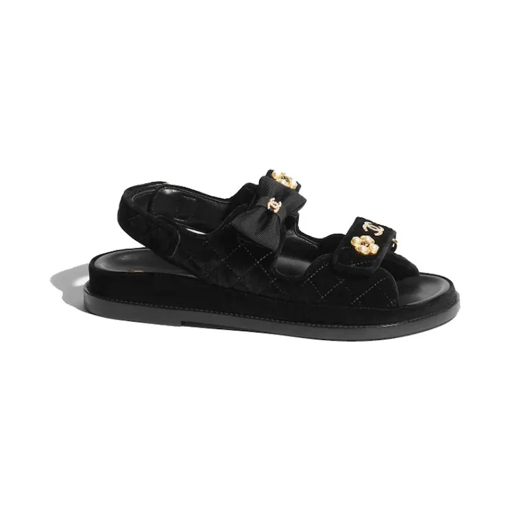 Chanel Quilted Sandal Black Velvet (G40138 X57004 94305)