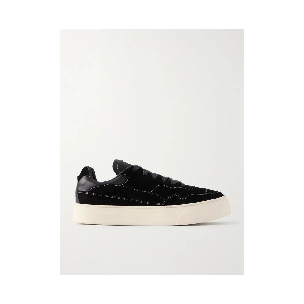 Omni Matta Leather-Trimmed Suede Black (OM06015)