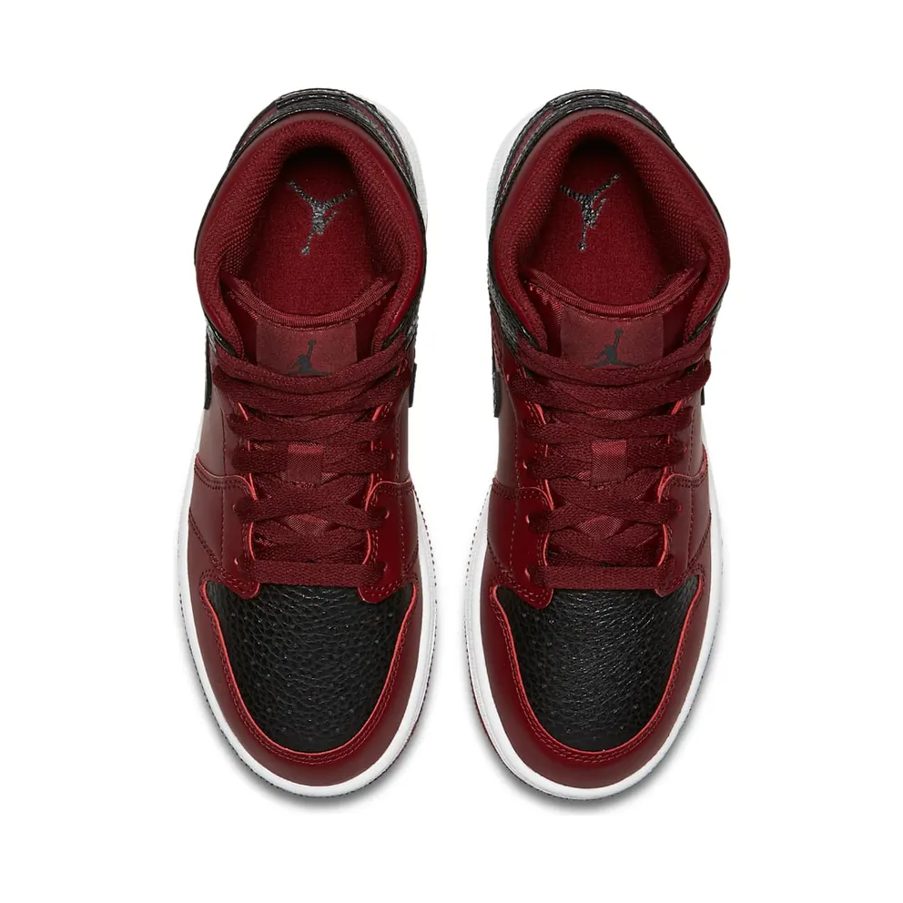 Jordan 1 Mid Team Red Black White (GS) Team Red/Black-Summit White (554725-601)